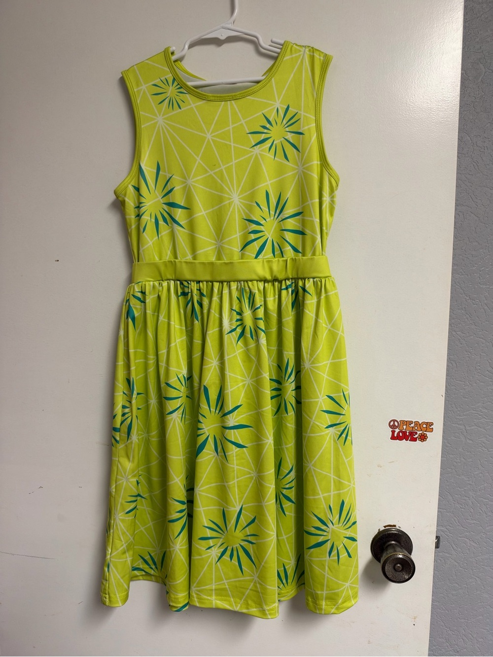 Girls' Neon Lime Floral Fit & Flare Dress